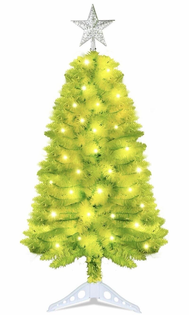3 FT Lighted 8 Mode W/ Star Christmas Tree Lime Green